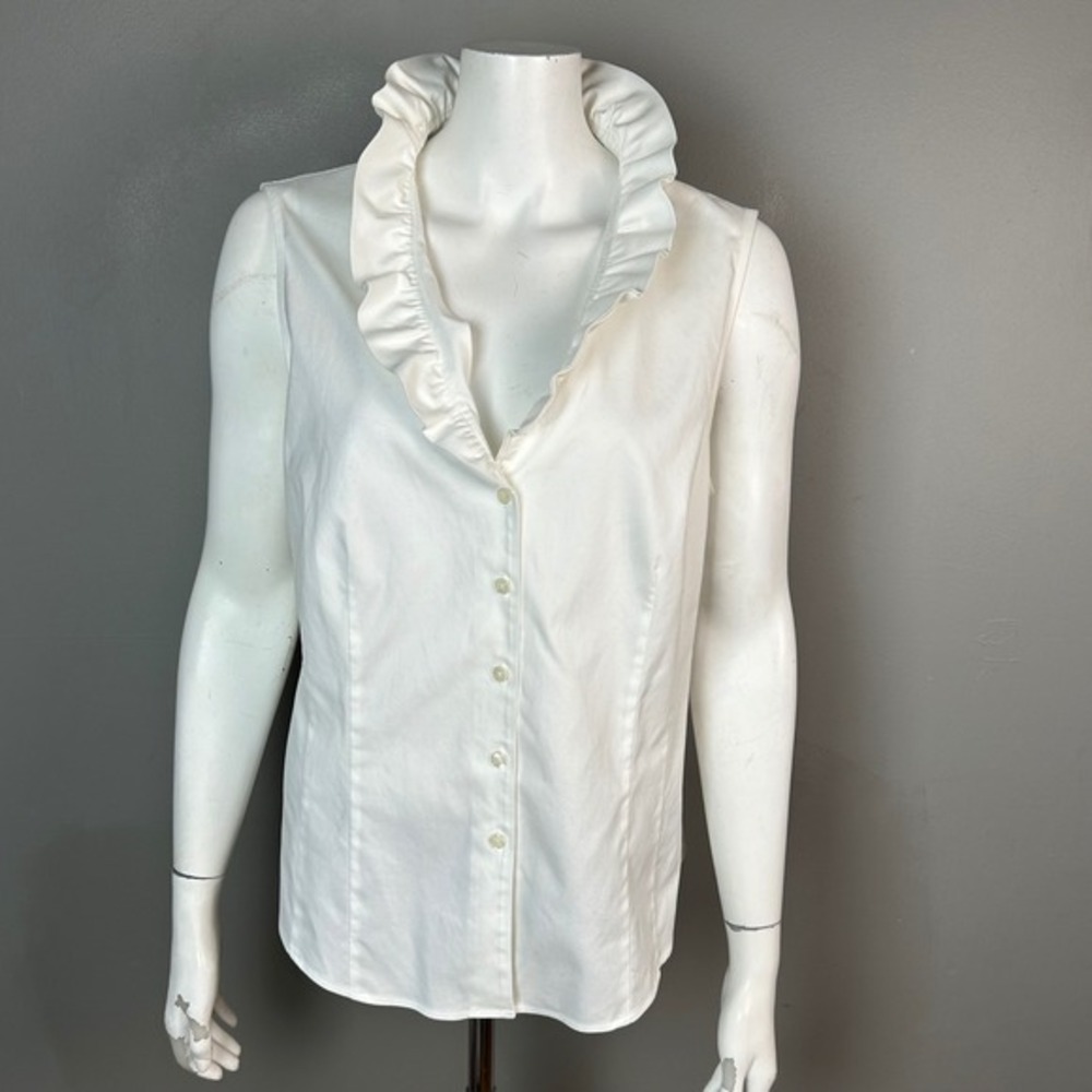Brooks Brothers blouse Womens size 16 White Sleeveless Button Down Summer Office - Picture 4 of 9